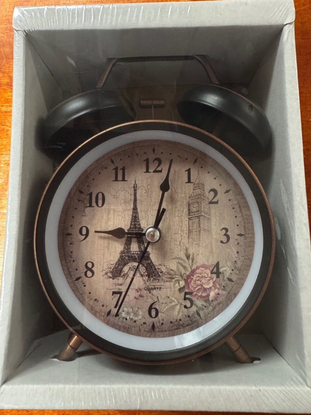 Paris Eiffel Tower Alarm Clock Vintage Retro Twin Bell Loud Alarm Desk Decor
